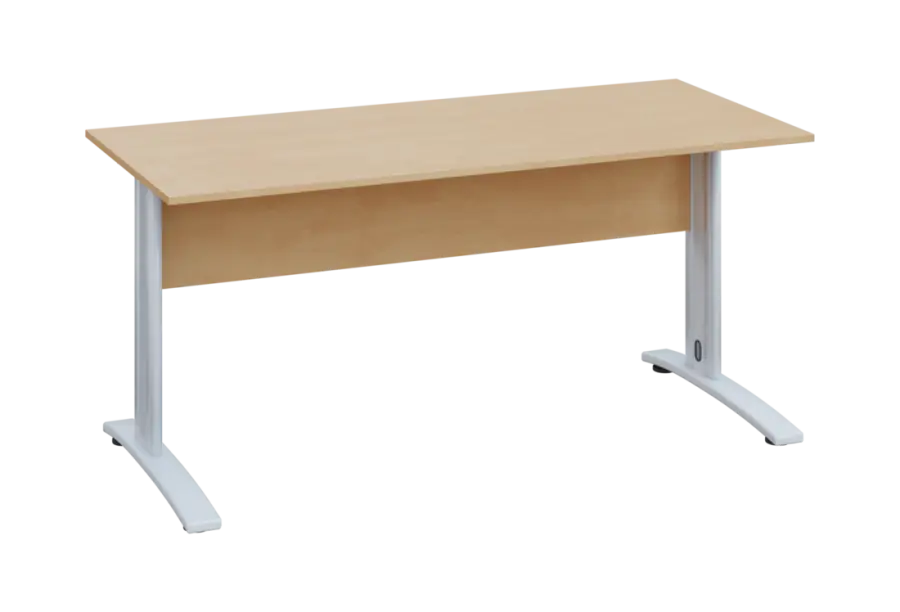 EPK 27 - 16 stůl kancelářský, kovová podnož bílá, deska 25 mm, široký 1600, bříza irská